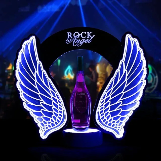 Wine Beer & More - Wiederaufladbare LED-Flügel-Flaschenhalterung für Wein und Champagner,