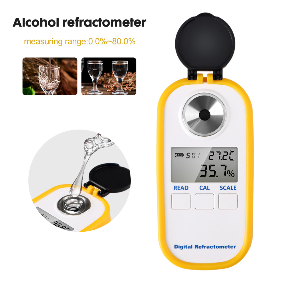 Wine To Beer Alcohol - Digitales Alkohol-Refraktometer, 0–80 % hochpräzises LCD-Display,