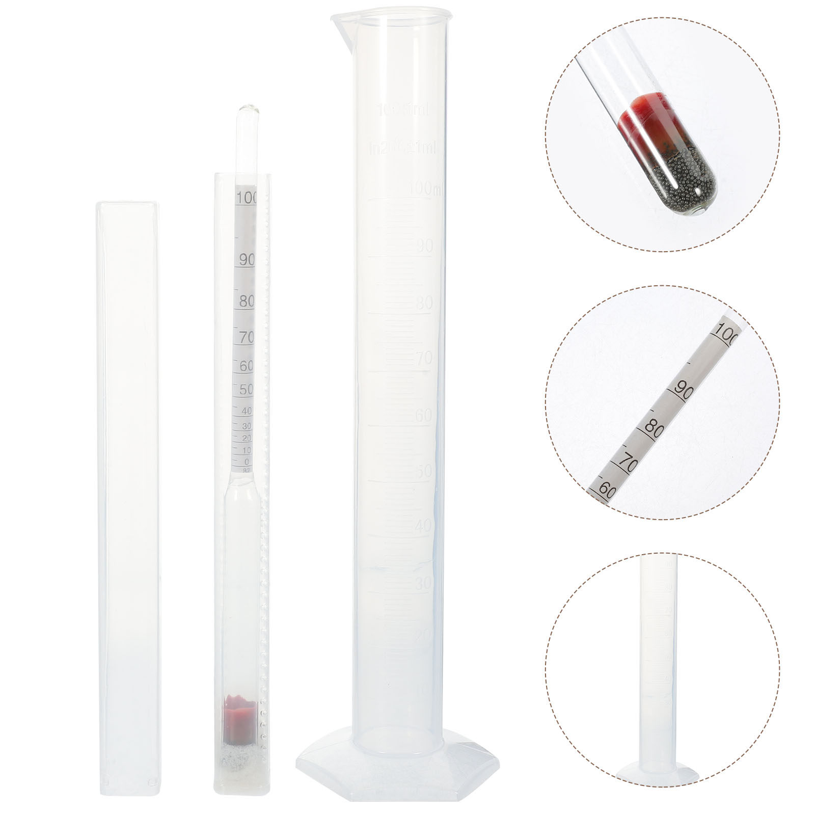 Wine To Beer Alcohol - 1 Set Dreifachskalen-Alkoholhydrometer aus Glas und