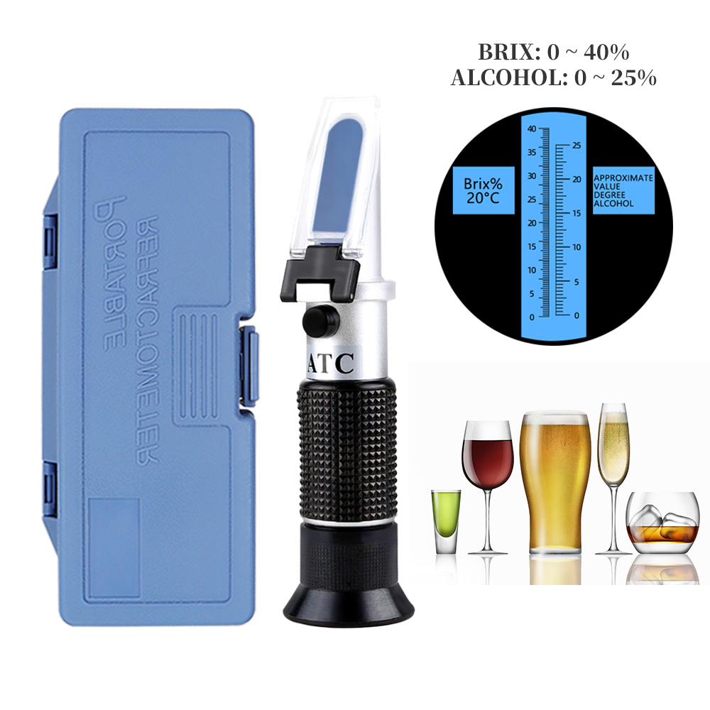 Wine To Beer Alcohol - 2-in-1-Handgerät für Alkohol, Brix-Refraktometer, 0–25 %